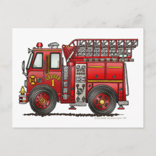 Ladder Fire Lastbil Firefighter Vykort