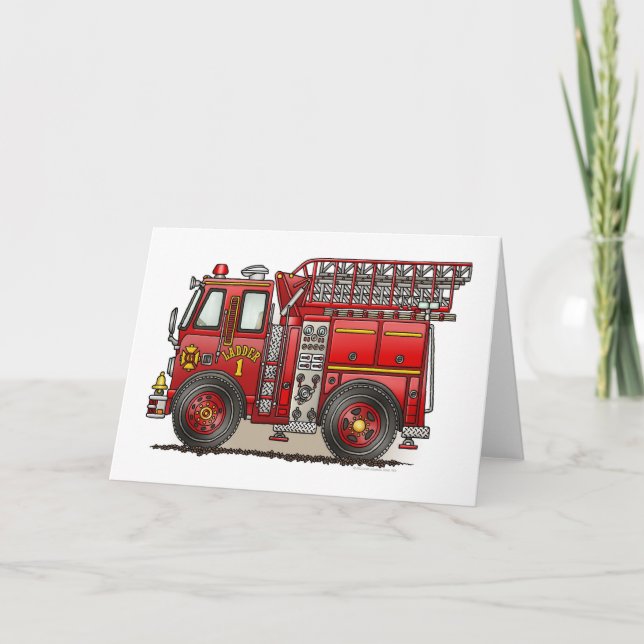 Ladder Fire Lastbil Greeting Card Kort (Framsida)