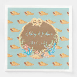 Ladder Horn Snäcka Blue Retro Bröllop Papper Napki Pappersservett