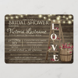 Ladder Vin Barrel och Ro Rustic Möhippa Inbjudningar