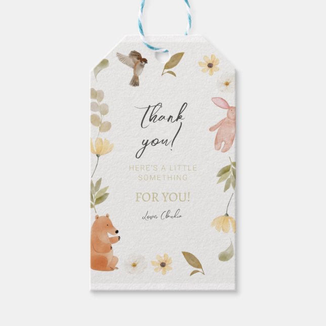 Laddning av Cream Grönt Vattenfärg Babykläder Presentetikett (Framsidan)