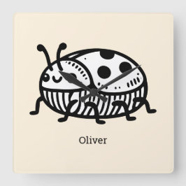 Laddning av illustration av handritad beetle fyrkantig klocka