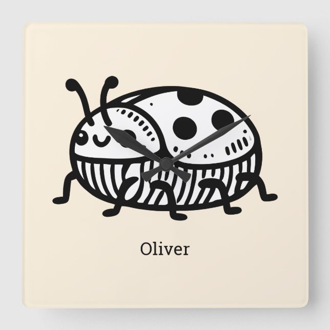 Laddning av illustration av handritad beetle fyrkantig klocka (Framsida)