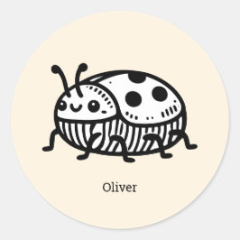 Laddning av illustration av handritad beetle runt klistermärke