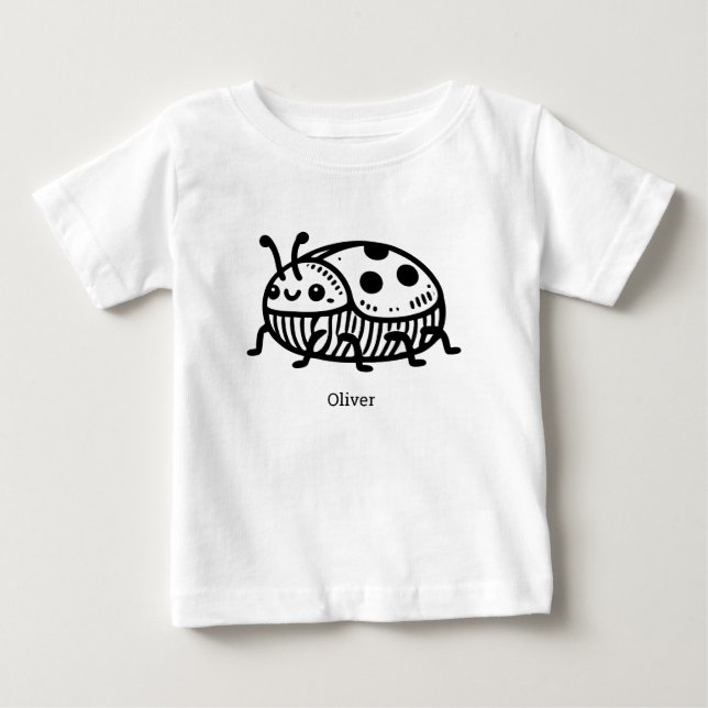 Laddning av illustration av handritad beetle t shirt (Framsida)