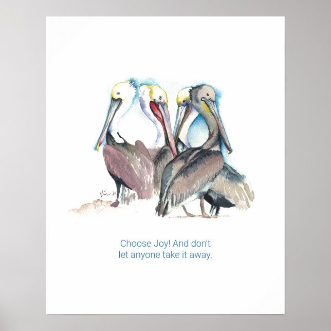 Laddning av inspirerande vattenfärgspelikaner Post Poster (Framsidan)