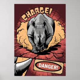 Laddning av Rhino-Tecknad - Vild Power och Risk Poster