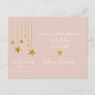 Laddning av Rosa & Guld Twinkle Twinkle-inbjudan Inbjudningar