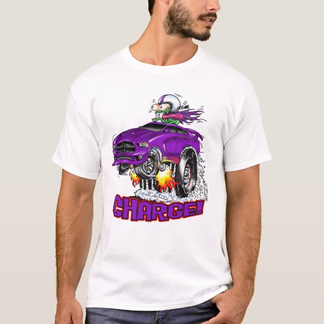 Laddning! Purpurfärgad hot rod T Shirt (Framsida)
