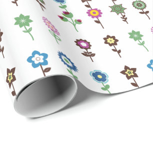 Laddningsfärgade blommor mönster Illustration Presentpapper