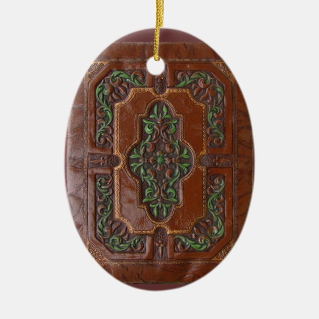 Läder boxas design~-prydnaden julgransprydnad keramik (Framsidan)