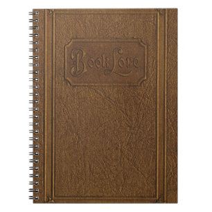 Läder-destinerad gammal brun faux, retro boklore anteckningsbok med spiral