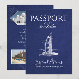 Läder Dubai Pass Save the Date Inbjudningar