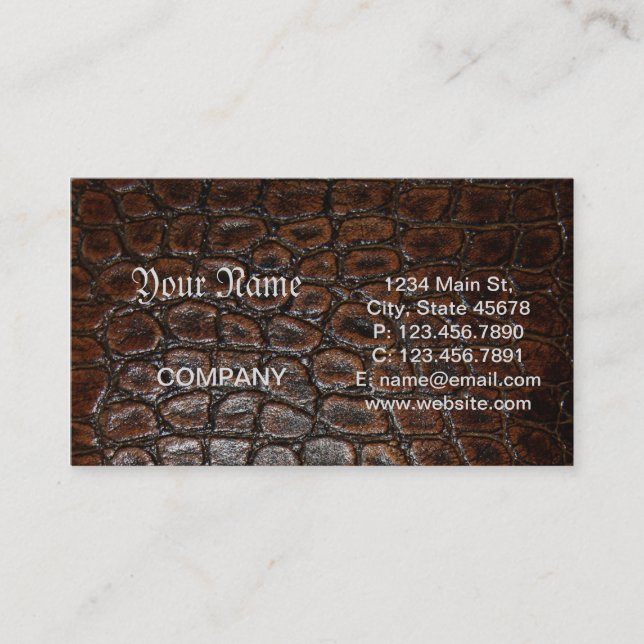 läder för alligator för brunt för visitkort (Framsida)