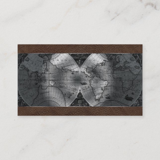 Läder för brunt för jordklot för visitkort (Framsida)