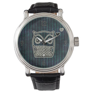 Läder för ugglablåttGrunge fäster Armbandsur