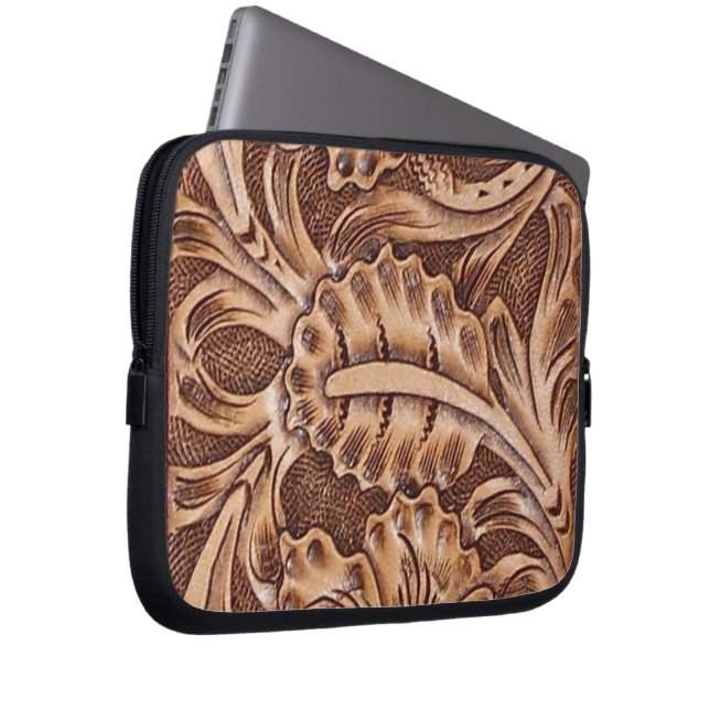 läder för westernt land för cowboy bearbetat laptop sleeve (Framsidan Höger)