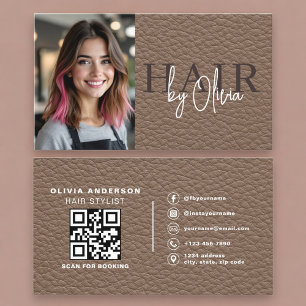 Läder Frisör Foto QR-kod  Visitkort