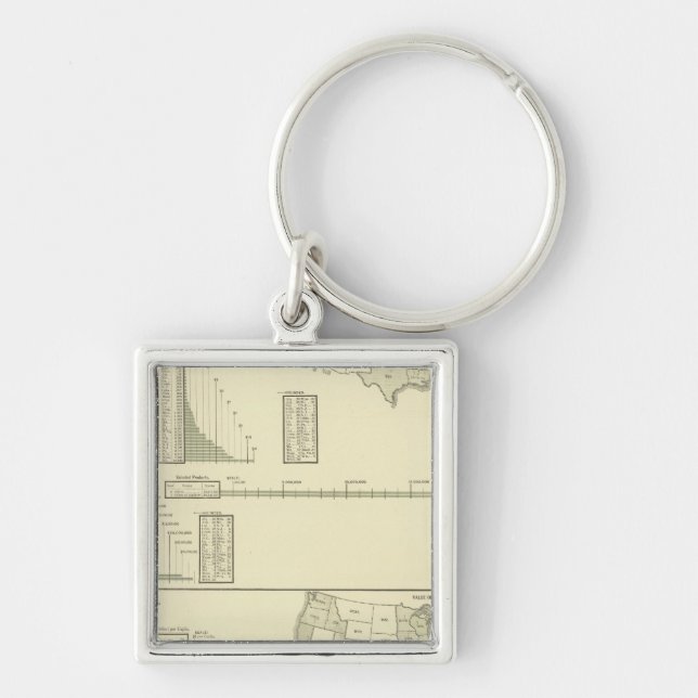 Läder Fyrkantig Silverfärgad Nyckelring (Framsidan)