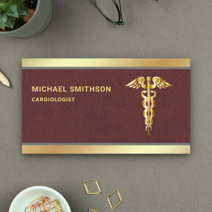 Läder Guld Kaducé Stämpel Medicinsk Professionell Visitkort