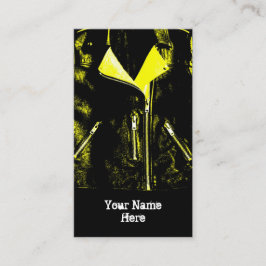 Läder Jacka Gult affärskort svart porträtt Visitkort