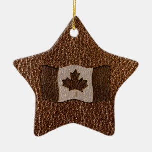 Läder-Look Kanada flagga Julgransprydnad Keramik