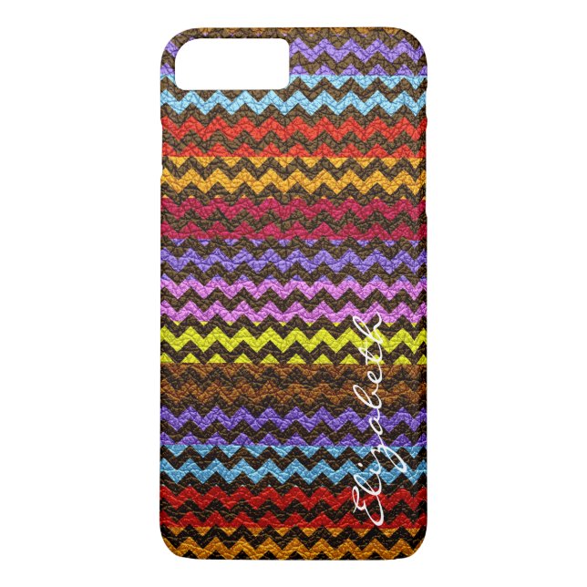 Läder Multifärgad Chevron Rand Mönster #8 Case-Mate iPhone Skal (Baksida)