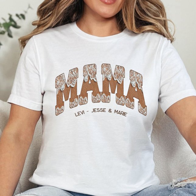 Läder n'Snöre Land Varsity Stil Mamma T-Shirt (Skapare uppladdad)