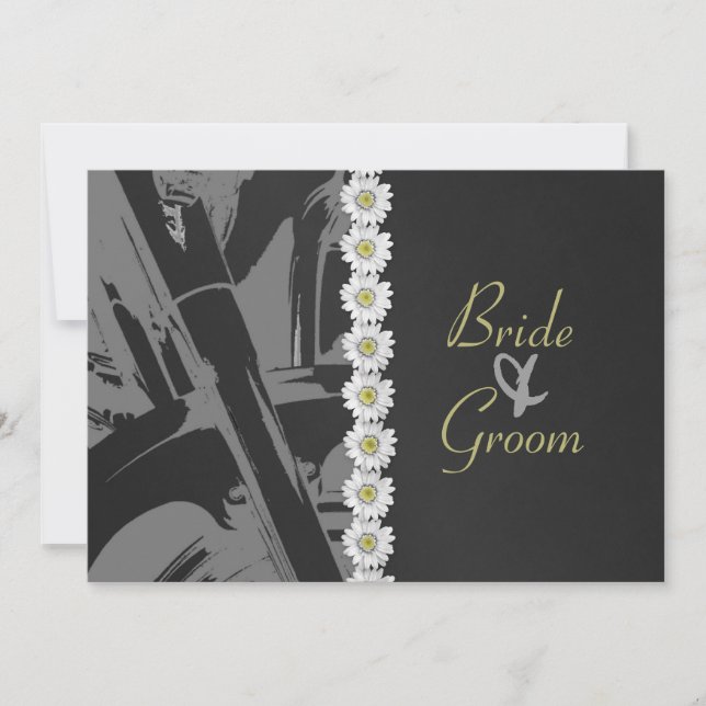 Läder och daisy som gifta sig inbjudan (Framsida)