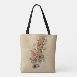 Läder och suede blomning tygkasse