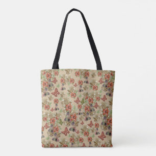 Läder och suede blomning tygkasse