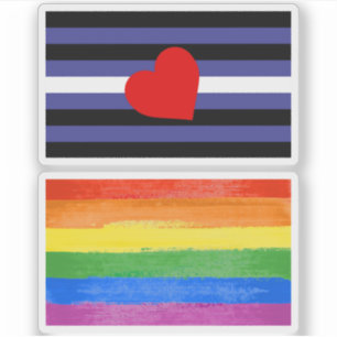 Läder Pride Flagga och Hjärta Klistermärken