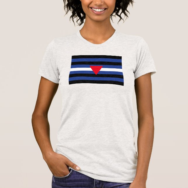 Läder Queer Pride Flagga T Shirt (Framsida)