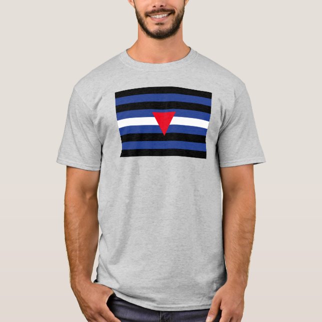 Läder Queer Pride Flagga T Shirt (Framsida)