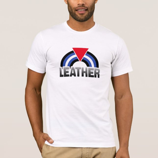Läder Queer Pride Tee Shirt (Framsida)