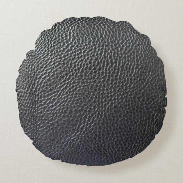 läder rund kudde (Framsidan)