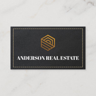 Läder som har doppats Guld Real Gods Logotyp Visitkort