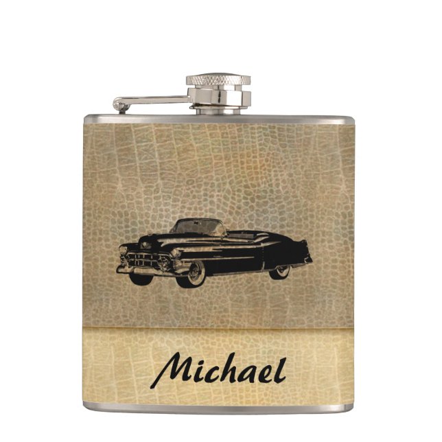 Läder, vintage, gammal personlig fickplunta (Framsidan)