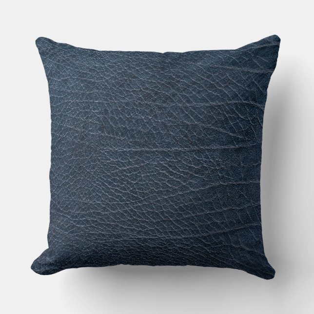 Läderblått Tartan Fabric Crokodile Skin Kudde (Framsida)