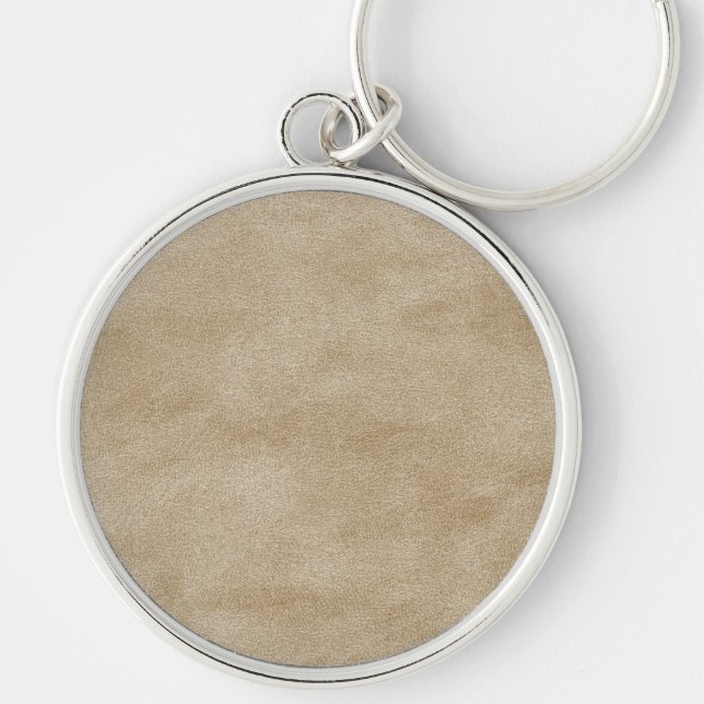 Läderblått Tartan Fabric Crokodile Skin Rund Silverfärgad Nyckelring (Framsidan)