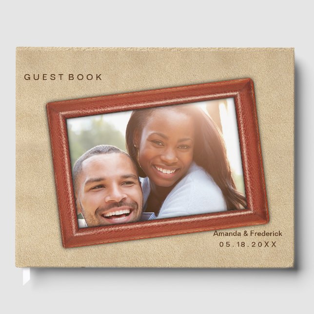 Läderblommor på Cream Suede Gästböcker (Framsida)