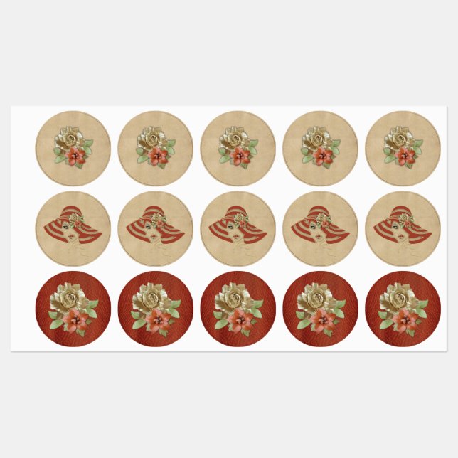 Läderblommor på Cream Suede Klistermärke (Ark)