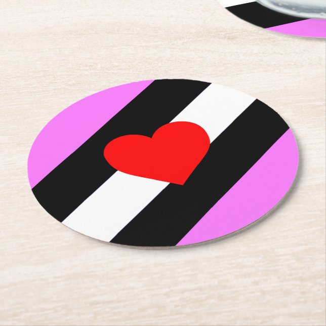 Läderflicka Pride Flagga Underlägg Papper Rund (Vinklad)