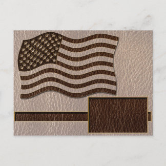 Läderlook USA Flagga Mjuk Vykort