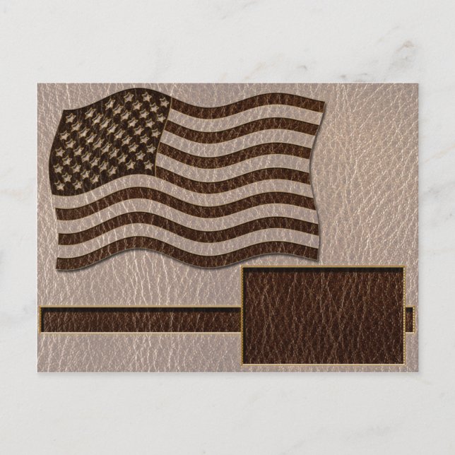 Läderlook USA Flagga Mjuk Vykort (Framsida)