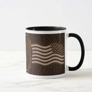Läderlook USA Flagga Mörk Mugg