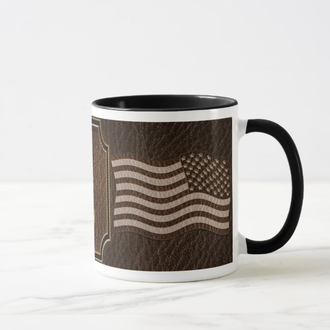 Läderlook USA Flagga Mörk Mugg (Höger)