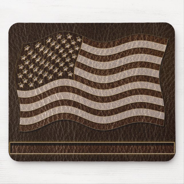Läderlook USA Flagga Mörk Musmatta (Framsidan)