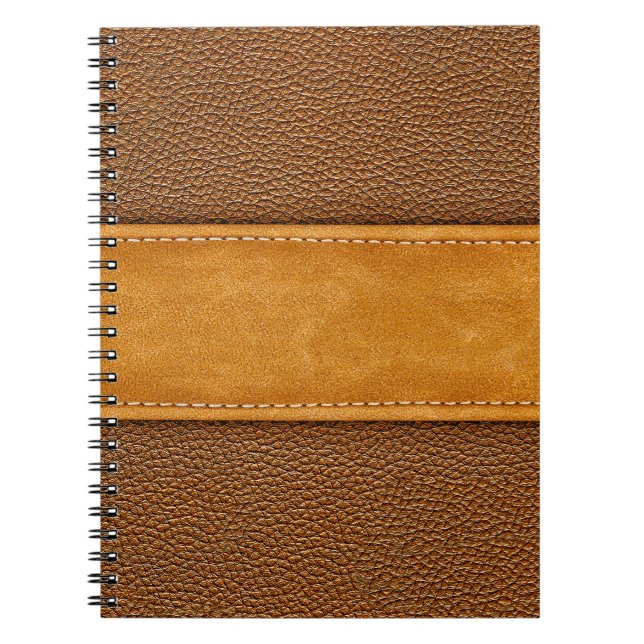 Läderluxe: Stitched Brown Elegance Anteckningsbok (Framsidan)