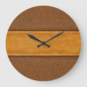 Läderluxe: Stitched Brown Elegance Stor Klocka